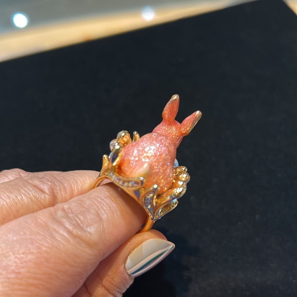 Betsey Johnson Enamel Rabbit Ring - Picture 3 of 4